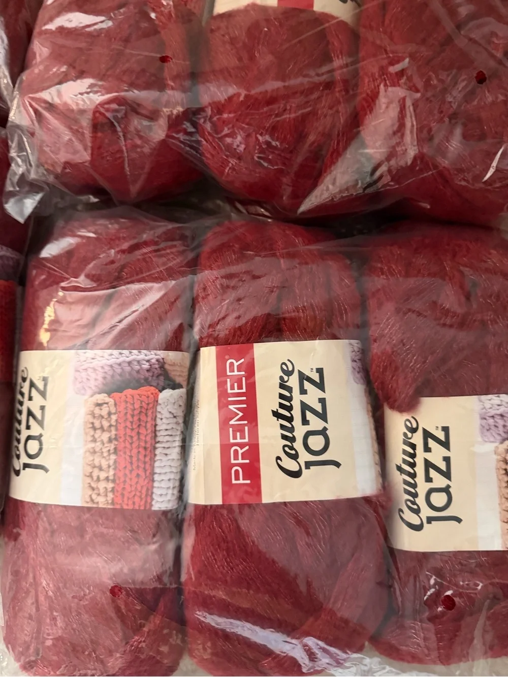 Premier Couture Jazz Yarn - Color 26-39 Ruby. Lot of 12 Skeins